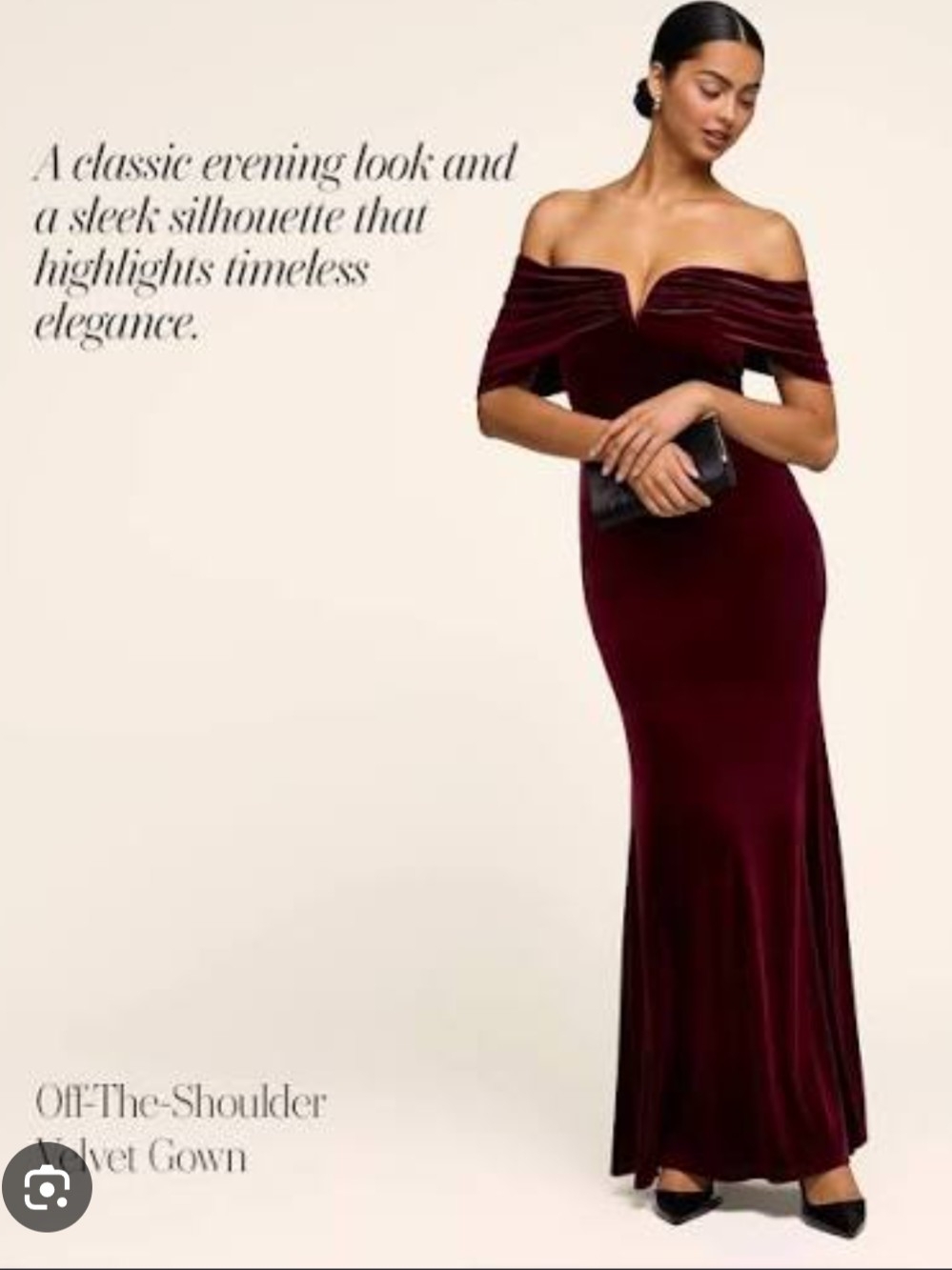 NWT le chateau Off-the-Shoulder Velvet Maxi Dress in Burgundy